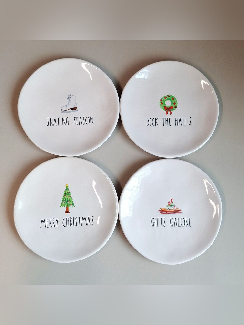Rae Dunn Magenta 6" Appetizer CHRISTMAS Plate Set Qty 4